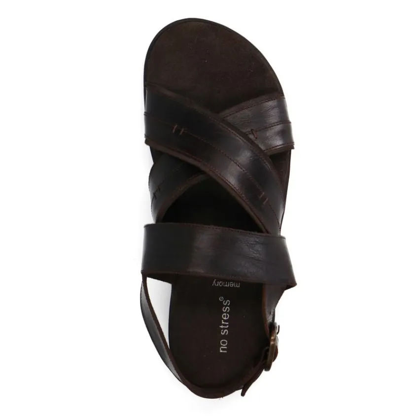 No Stress Bruine leren sandalen^Heren Slippers & Sandalen
