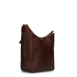Manfield Bruine leren schoudertas^ Schoudertassen