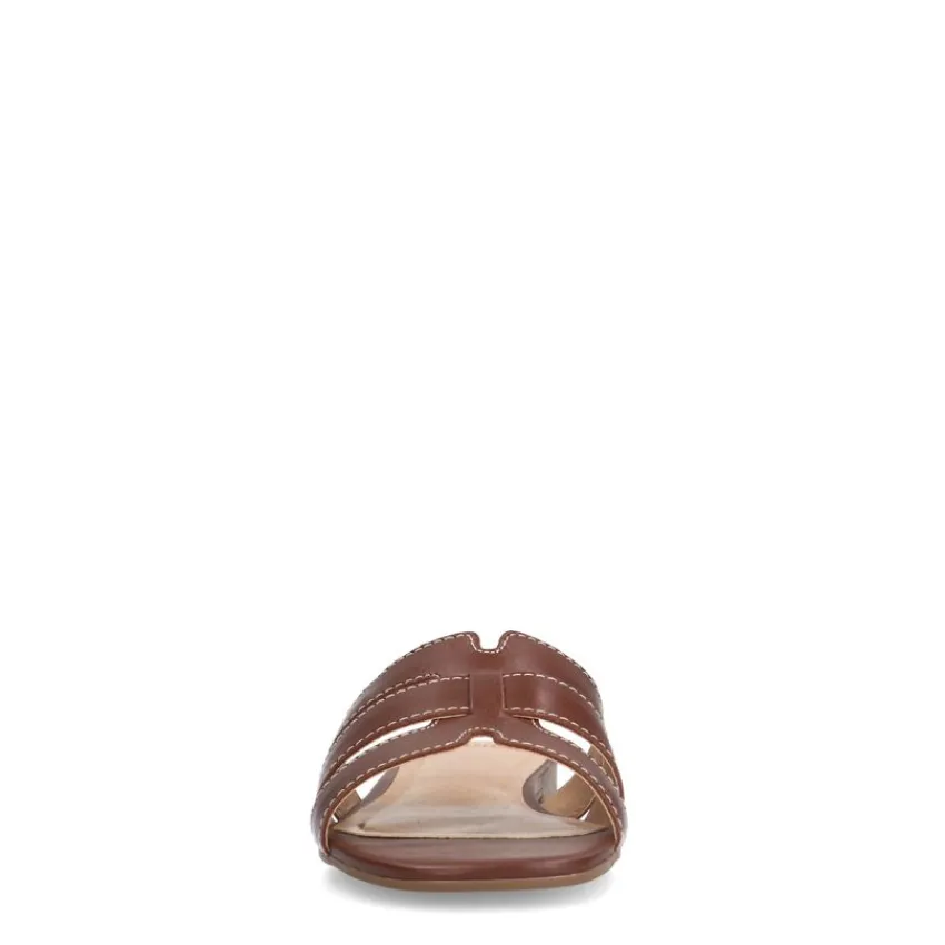 Manfield Bruine leren slippers^DAMES Slippers