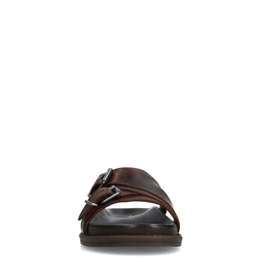 Manfield Bruine leren slippers^Heren Slippers & Sandalen