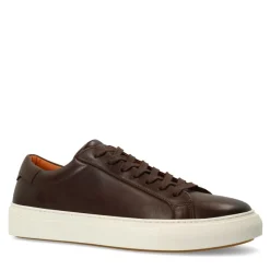 Manfield Bruine leren sneakers^Heren Sneakers