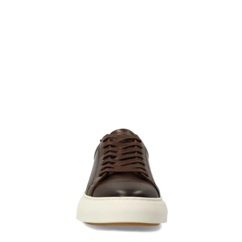 Manfield Bruine leren sneakers^Heren Sneakers