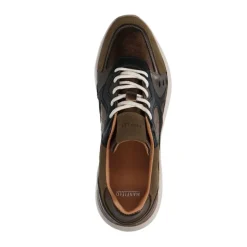 Manfield Bruine leren sneakers met details^DAMES Sneakers