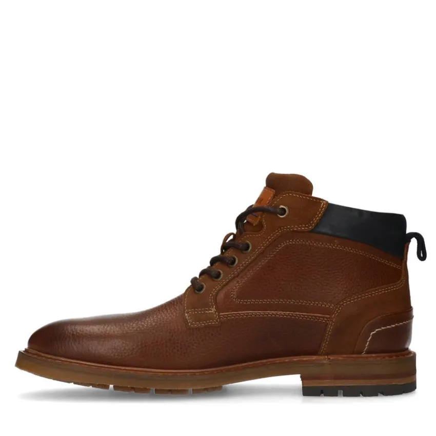Manfield Bruine leren veterboots^Heren Boots