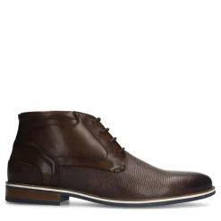Manfield Bruine leren veterboots^Heren Boots