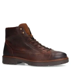 Manfield Bruine leren veterboots^Heren Boots