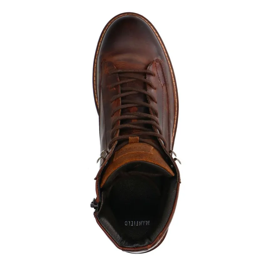 Manfield Bruine leren veterboots^Heren Boots