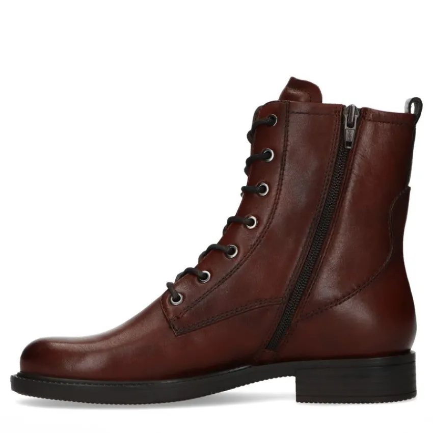 No Stress Bruine leren veterlaarsjes^DAMES Enkellaarsjes