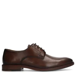 Manfield Bruine leren veterschoen^Heren Veterschoenen
