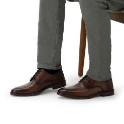 Manfield Bruine leren veterschoen^Heren Veterschoenen