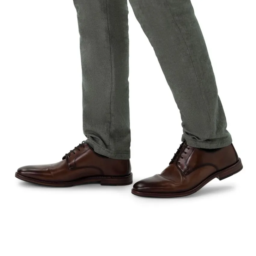 Manfield Bruine leren veterschoen^Heren Veterschoenen