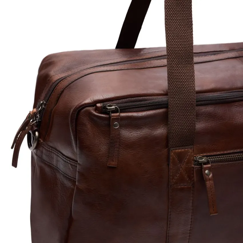 Manfield Bruine leren weekendtas^Heren Heren Tassen|Shoppers