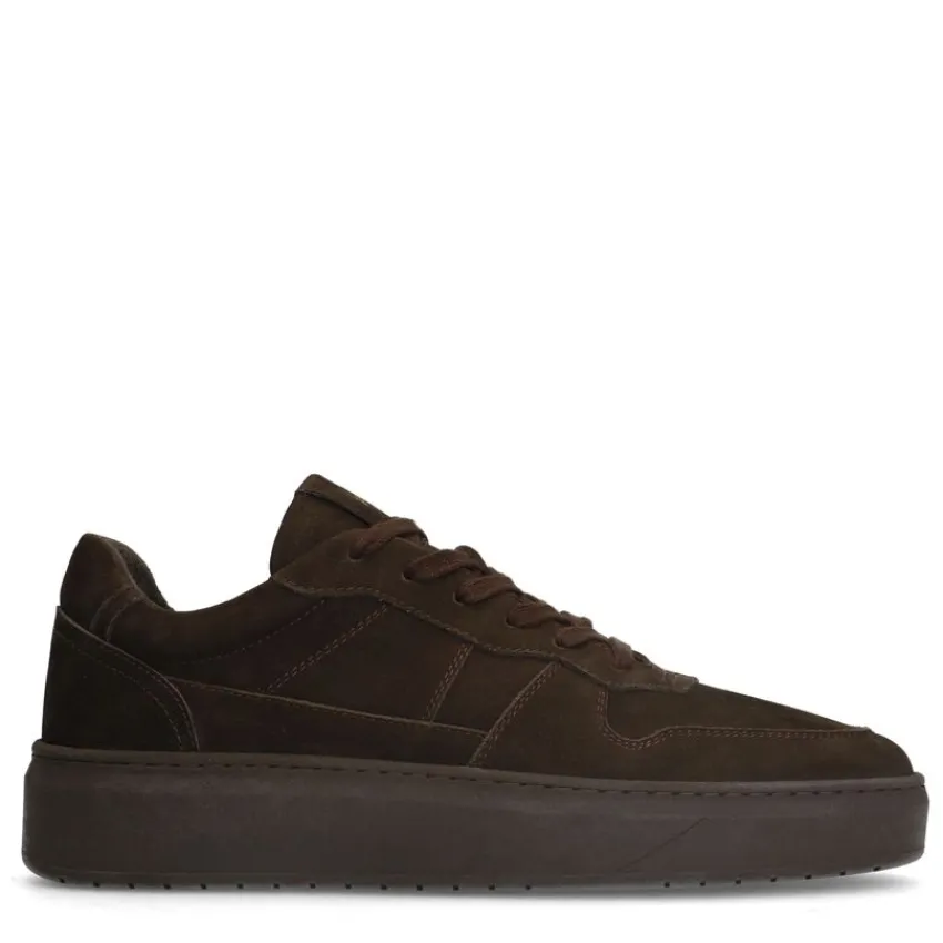 Manfield Bruine nubuck sneakers^Heren Sneakers
