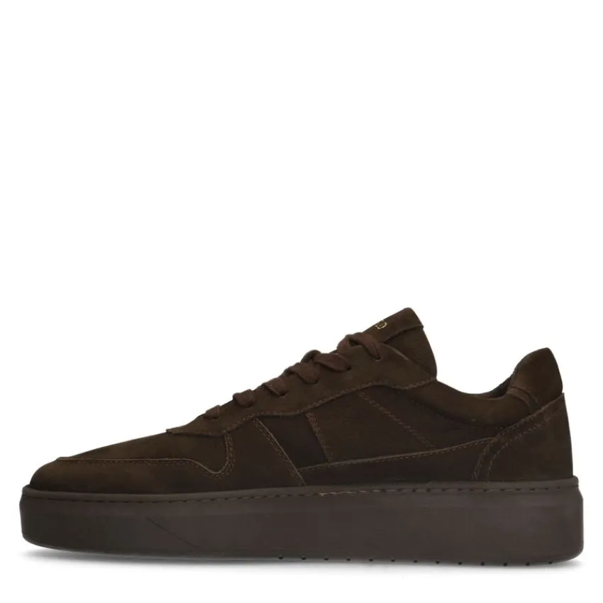 Manfield Bruine nubuck sneakers^Heren Sneakers