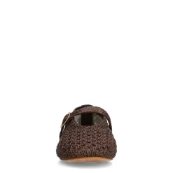 Manfield Bruine raffia ballerina's^DAMES Loafers