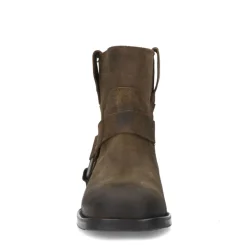 Manfield Bruine suède biker boots^DAMES Enkellaarsjes