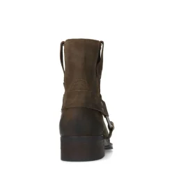 Manfield Bruine suède biker boots^DAMES Enkellaarsjes