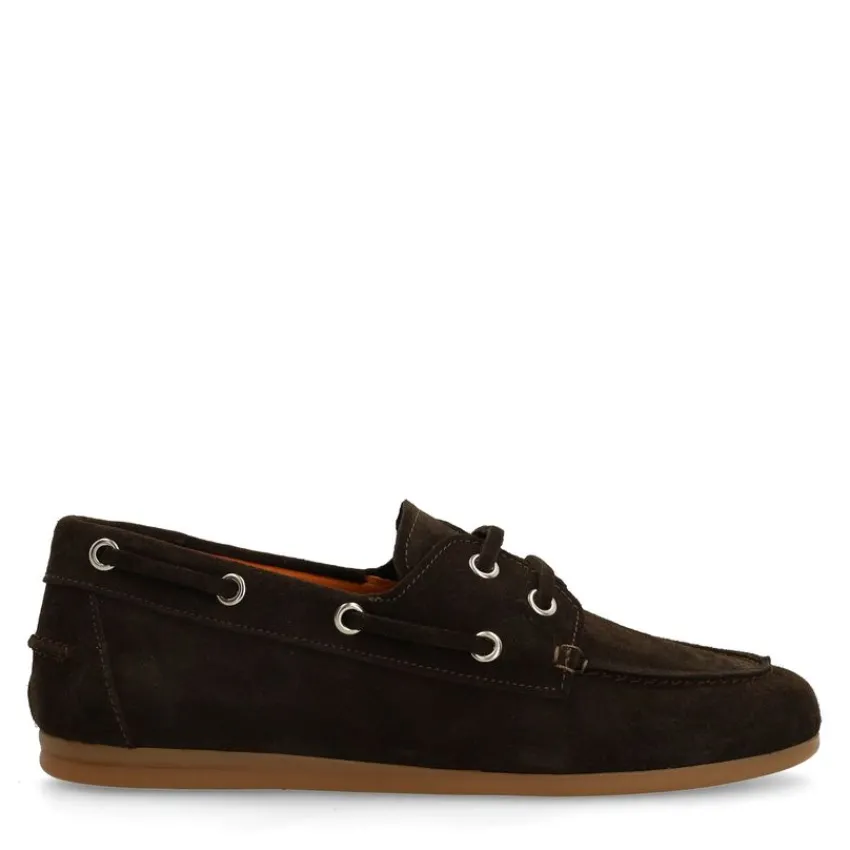 Manfield Bruine suède bootschoenen^DAMES Loafers