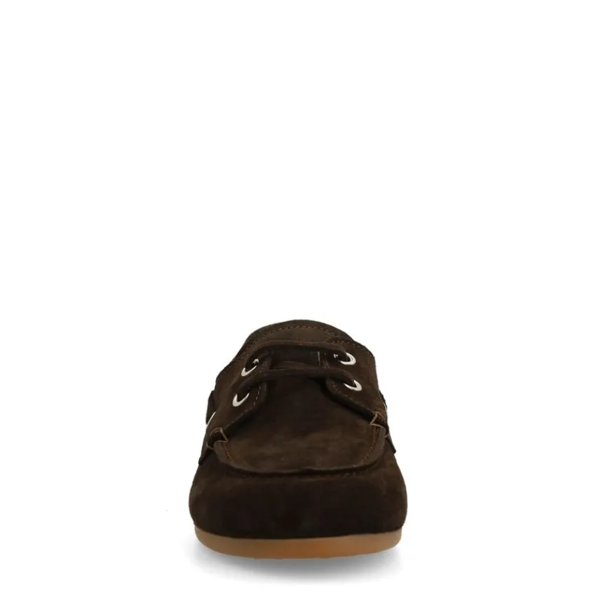 Manfield Bruine suède bootschoenen^DAMES Loafers