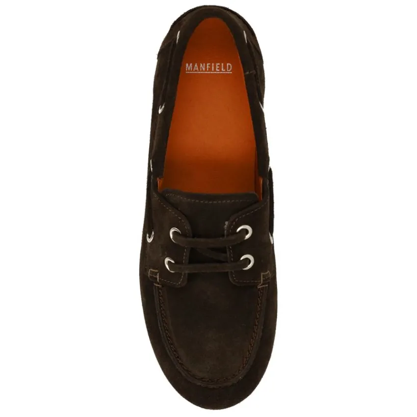 Manfield Bruine suède bootschoenen^DAMES Loafers