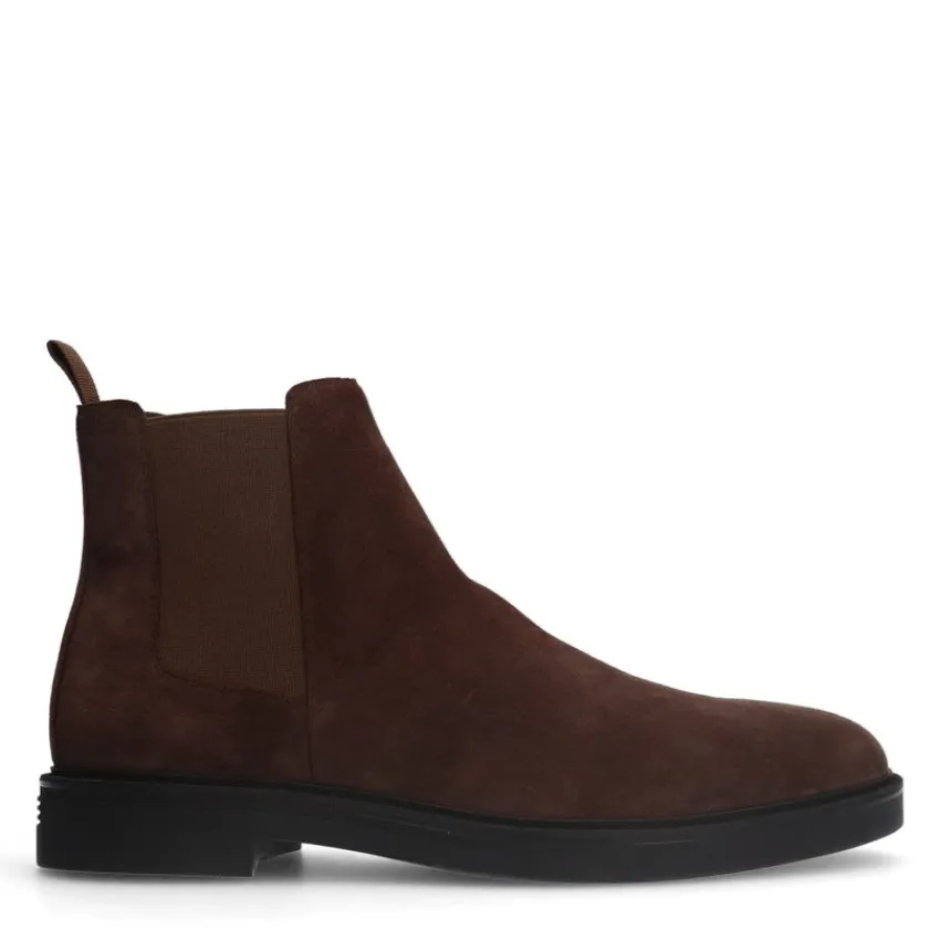 Manfield Bruine suède chelsea boots^Heren Boots