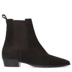 Manfield Bruine suède chelsea boots^DAMES Enkellaarsjes