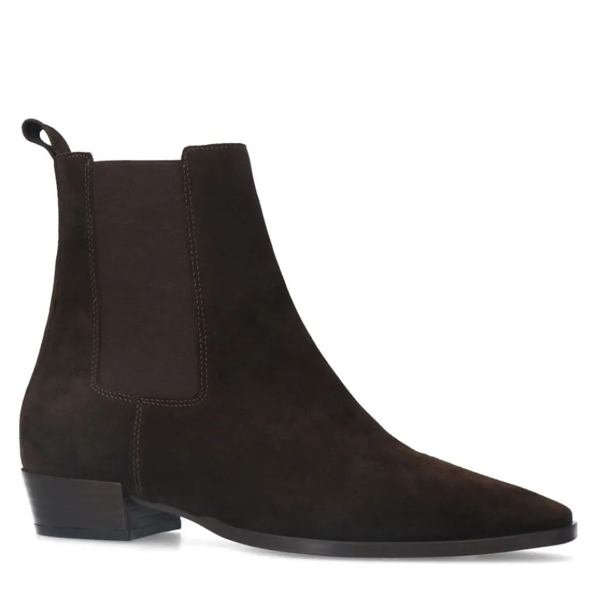 Manfield Bruine suède chelsea boots^DAMES Enkellaarsjes