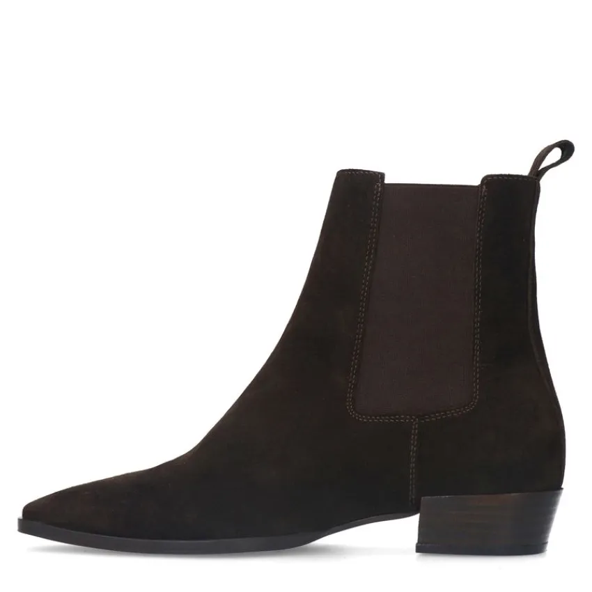 Manfield Bruine suède chelsea boots^DAMES Enkellaarsjes