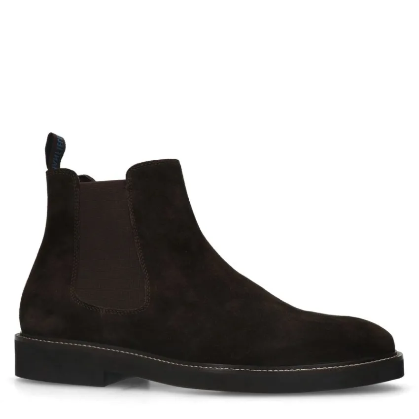 Manfield Bruine suède chelsea boots^Heren Boots