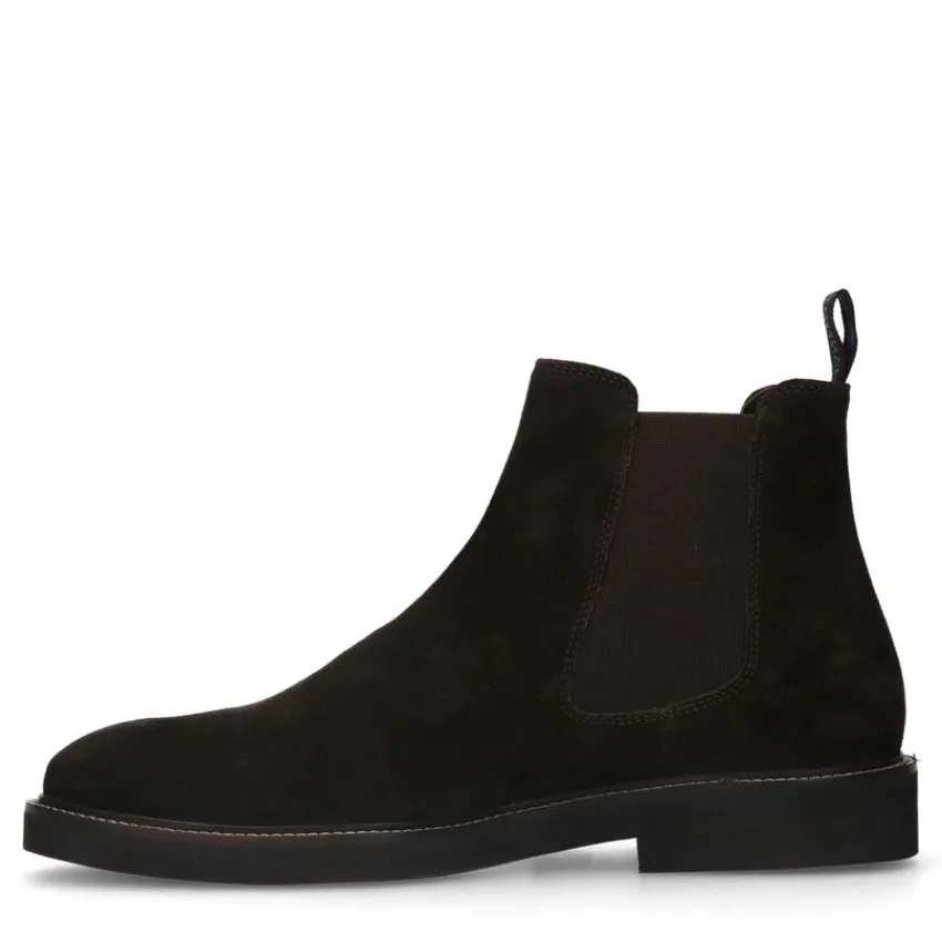 Manfield Bruine suède chelsea boots^Heren Boots