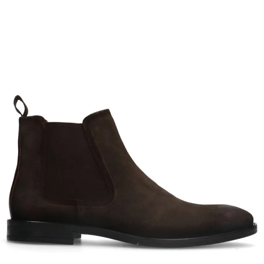 Manfield Bruine suède chelsea boots^Heren Boots