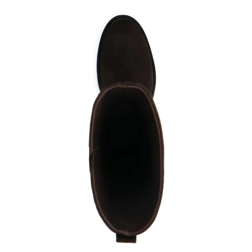 Manfield Bruine suède hoge laarzen^DAMES Laarzen