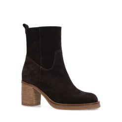 Manfield Bruine suède laarzen met hak^DAMES Enkellaarsjes