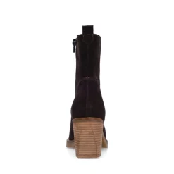 Manfield Bruine suède laarzen met hak^DAMES Enkellaarsjes