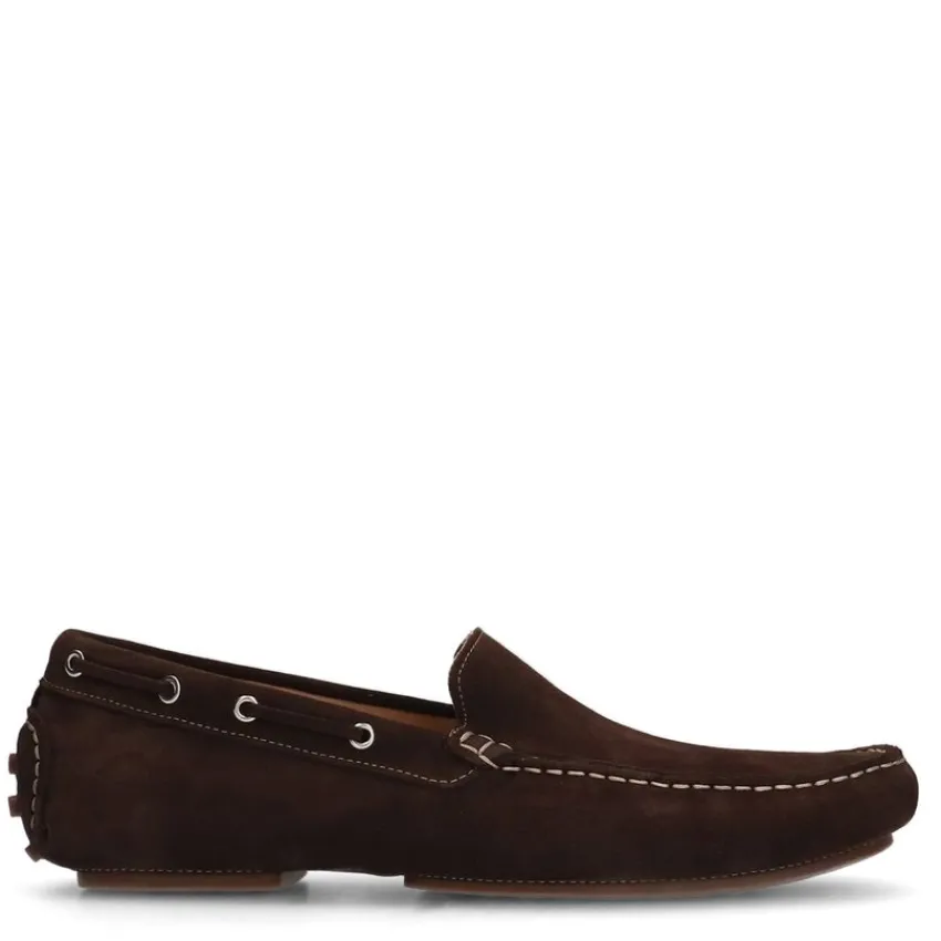 Manfield Bruine suède loafers^Heren Loafers
