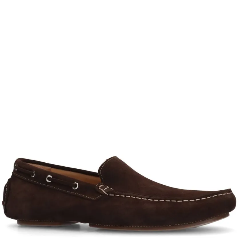 Manfield Bruine suède loafers^Heren Loafers
