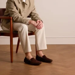 Manfield Bruine suède loafers^Heren Loafers
