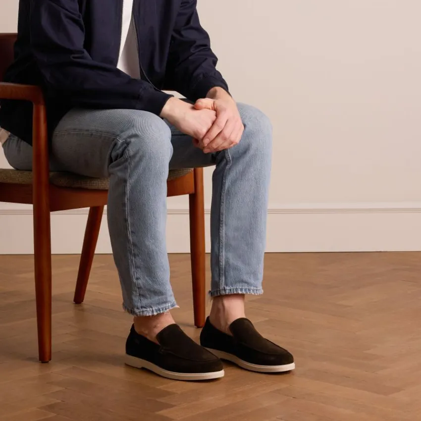 Manfield Bruine suède loafers^Heren Loafers