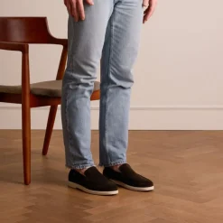 Manfield Bruine suède loafers^Heren Loafers