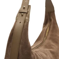 Manfield Bruine suède schoudertas^ Schoudertassen