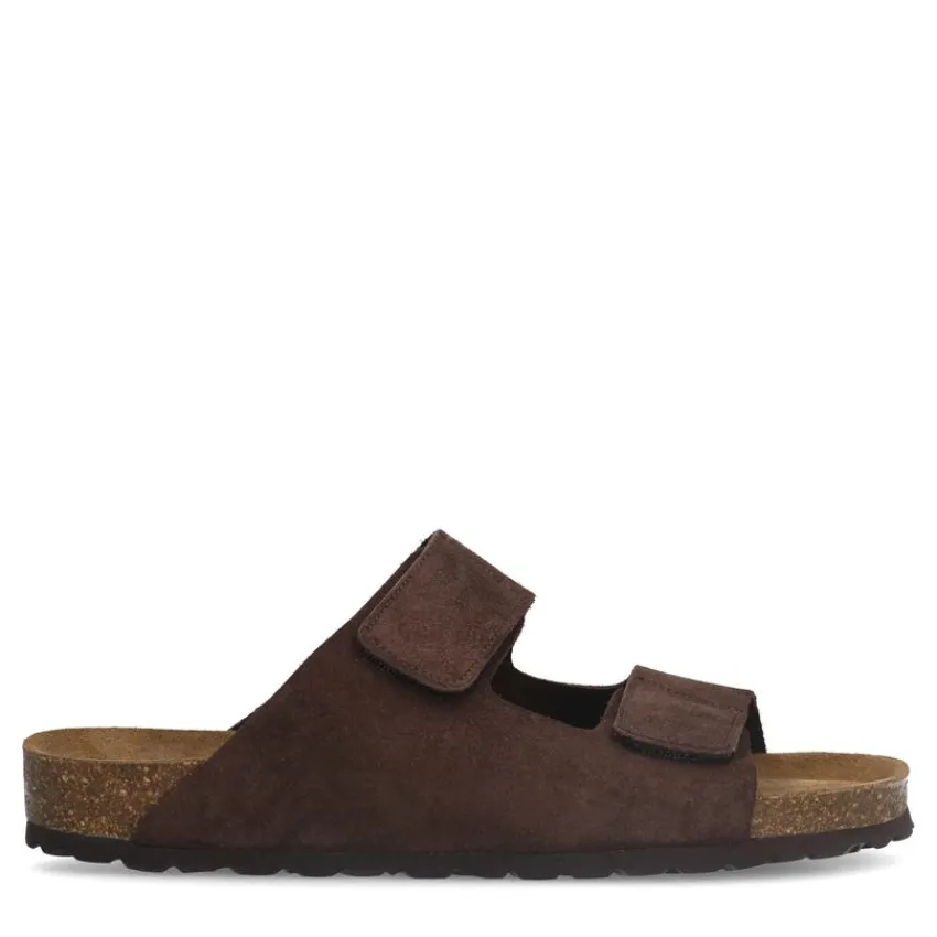 Manfield Bruine suède slippers^Heren Slippers & Sandalen