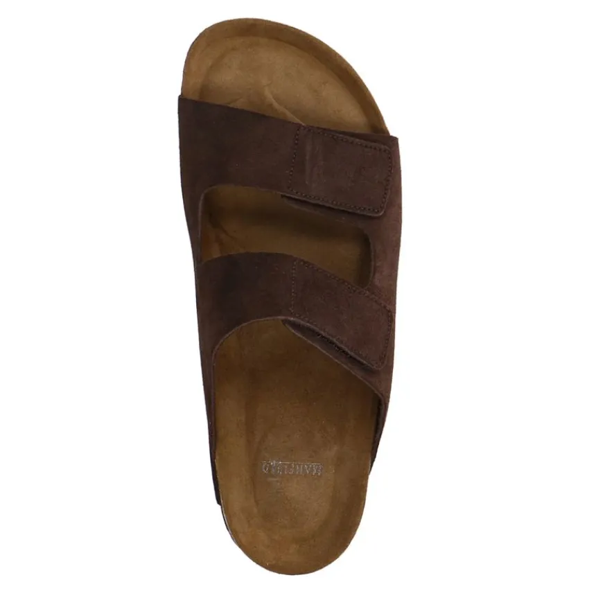 Manfield Bruine suède slippers^Heren Slippers & Sandalen
