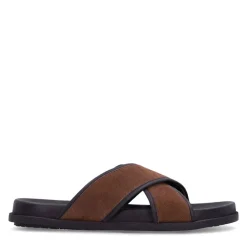 Manfield Bruine suède slippers^Heren Slippers & Sandalen