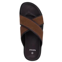 Manfield Bruine suède slippers^Heren Slippers & Sandalen