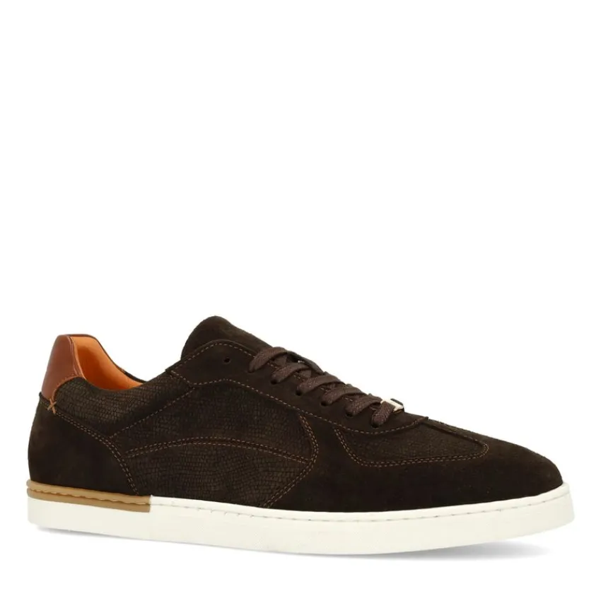 Manfield Bruine suède sneakers^Heren Sneakers