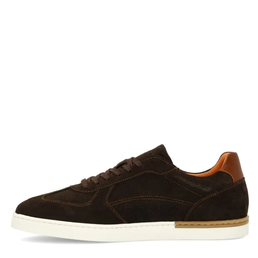 Manfield Bruine suède sneakers^Heren Sneakers