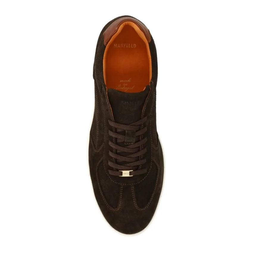Manfield Bruine suède sneakers^Heren Sneakers