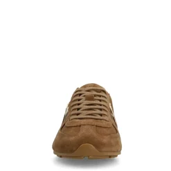 Manfield Bruine suède sneakers met cow print vacht^DAMES Sneakers