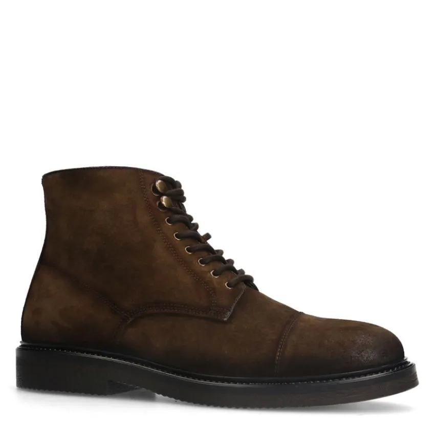 Manfield Bruine suède veterboots^Heren Boots