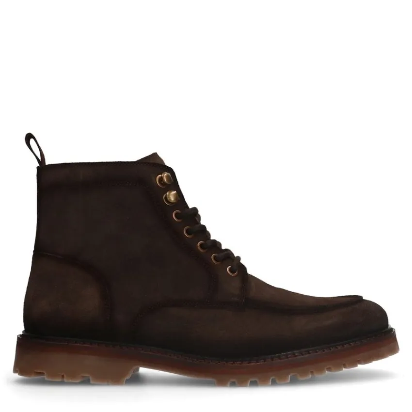 Manfield Bruine suède veterboots^Heren Boots